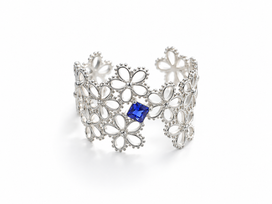 Blue Moissanite Lacework Ring